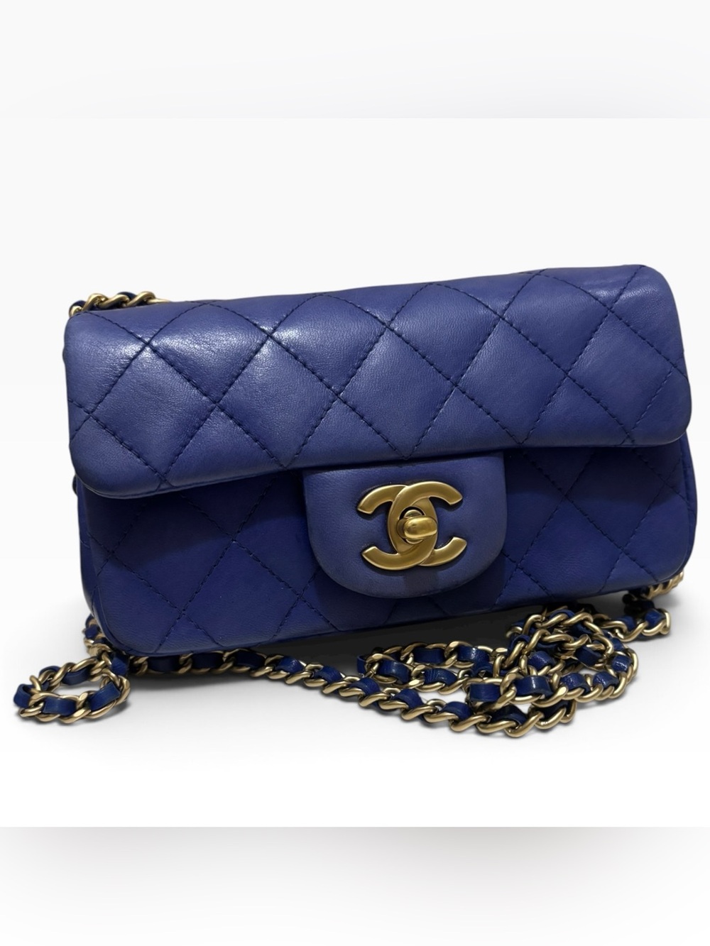 CHANEL Extra Mini Classic Flap Royal Blue Lambskin